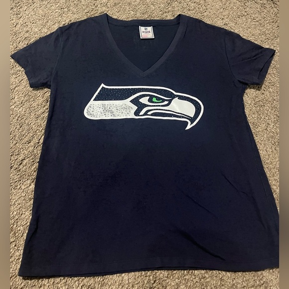 NFL Pink By Victoria's Secret Seattle Seahawks Burnout T-Shirt W/Crystals- Small - Picture 1 of 7